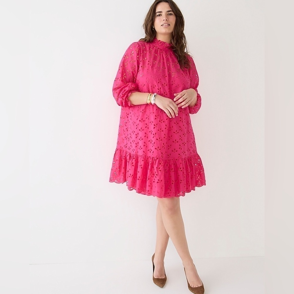 New J Crew Ruffleneck mini dress in eyelet
Item BP842